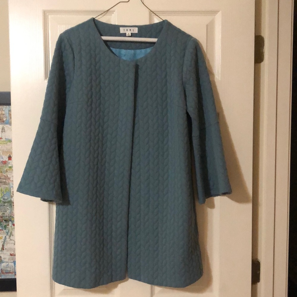 THML robins egg blue cable A line jacket